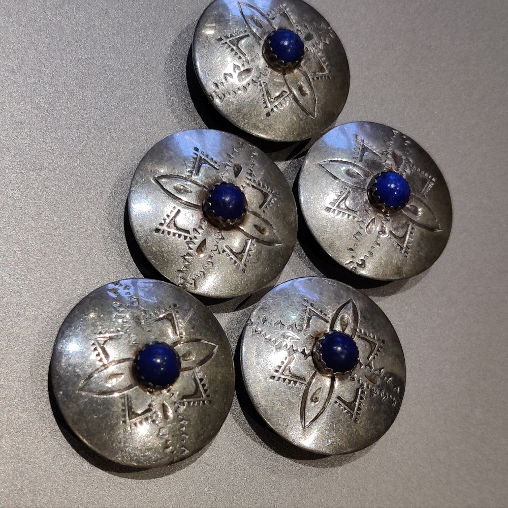 Vintage D/L Daniel Garcia Navajo Sterling Silver Button Covers - Picture 9 of 14